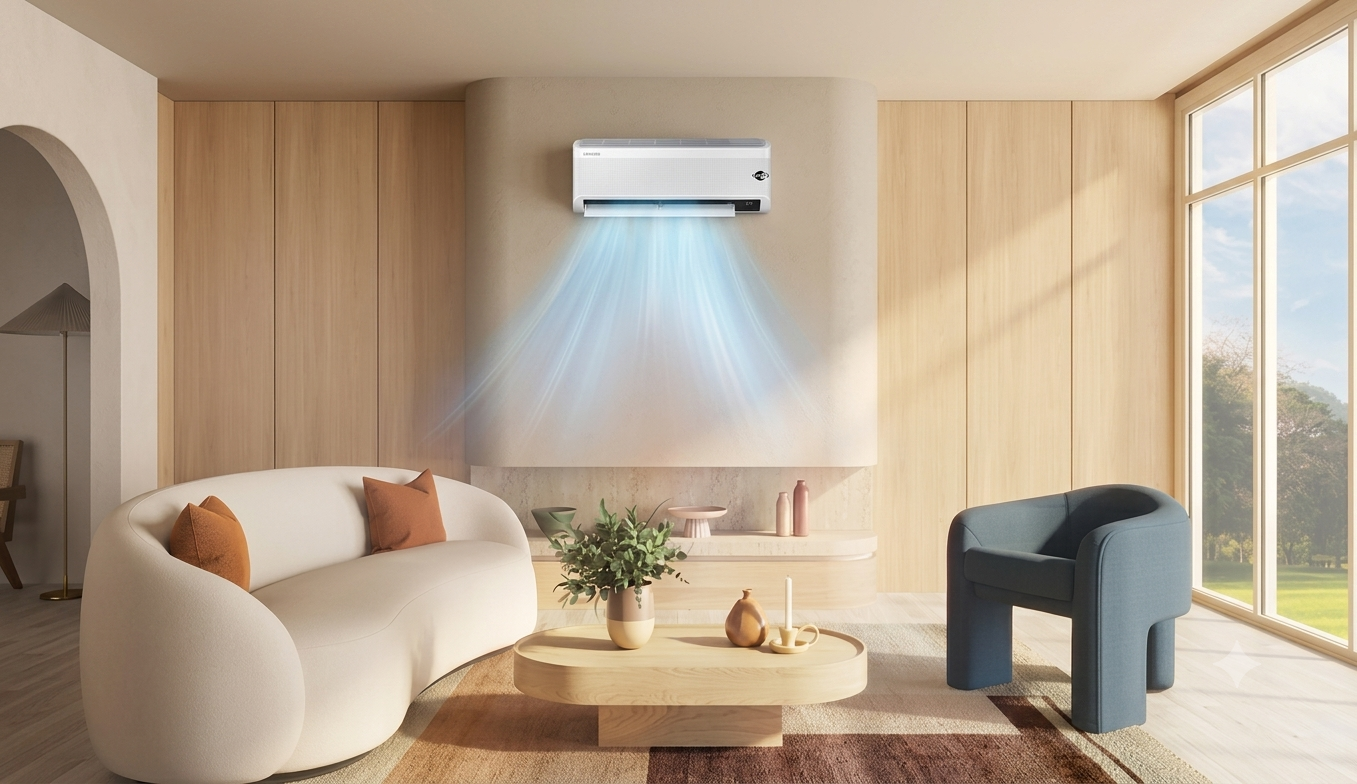 Alchemy Axis technicians installing a Samsung air conditioner outdoor unit on a Roodepoort home